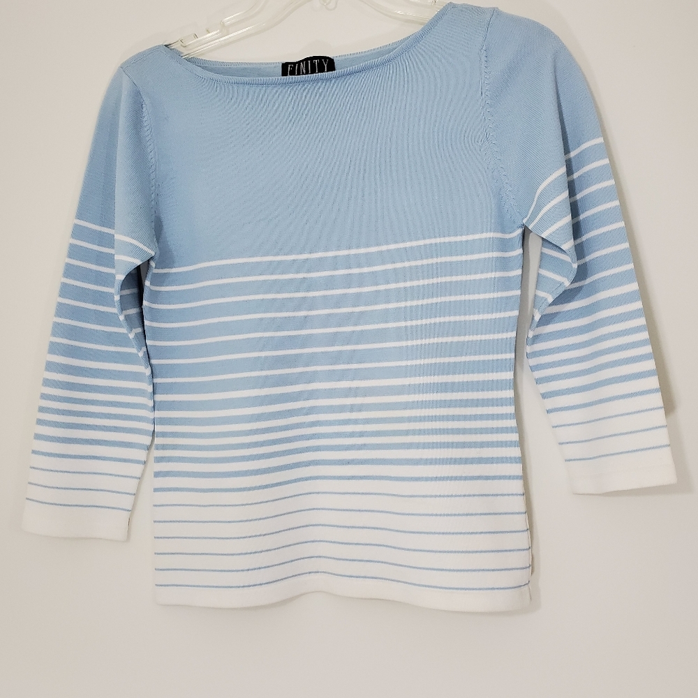 Finity Petite  Blue and white stripped blouse